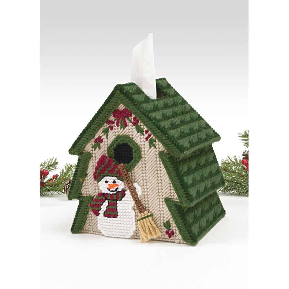 EVERGREEN TREE & SNOWMAN TISSUE BOX COVER PLASTIC CANVAS KIT~ MARY MAXIM  EXCLUSIVE - Chappy's Fiber Arts and Crafts
