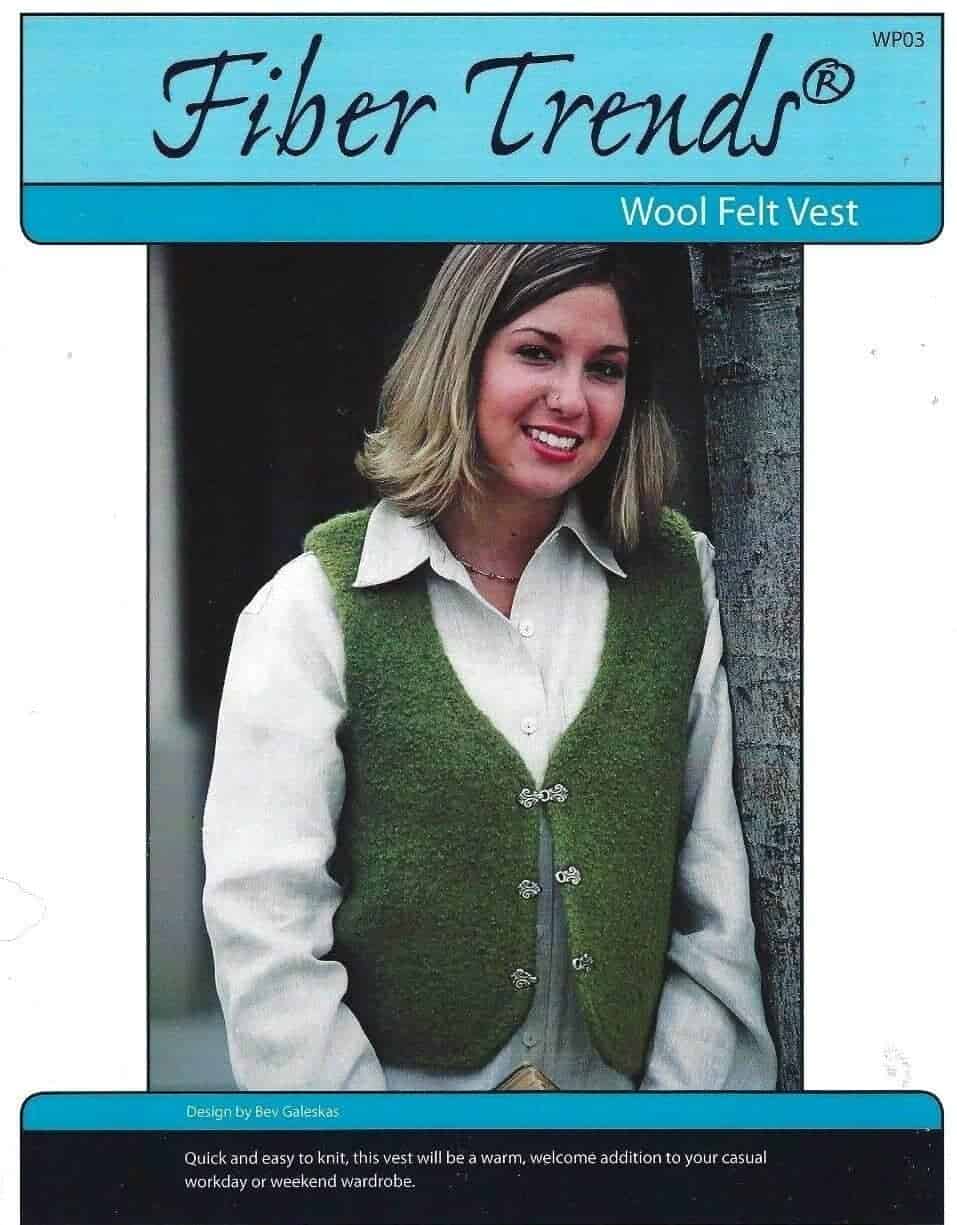 WARDROBE CLASSIC WOOL VEST to KNIT & FELT in WORSTED WT YARN by FIBER TRENDS